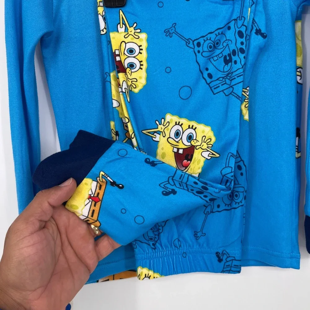NWT Spongebob Squarepants‎ Boys Pajamas Set Size 8 Blue Long Sleeve Cartoon Gift